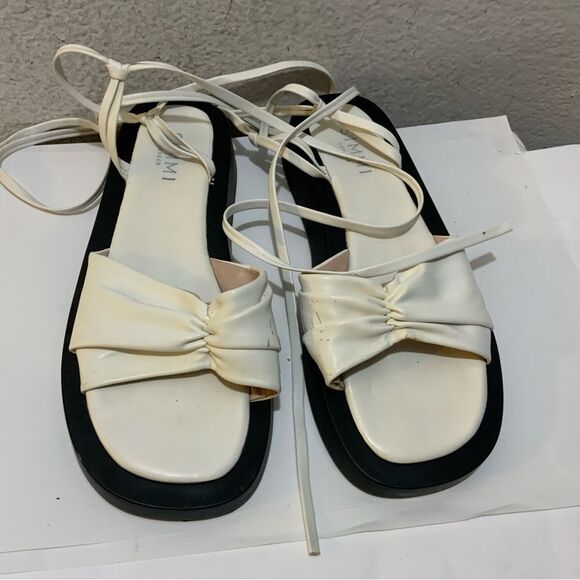 Simmi London Naeva tie ankle flatform sandals in white size 9 - Picture 4 of 10
